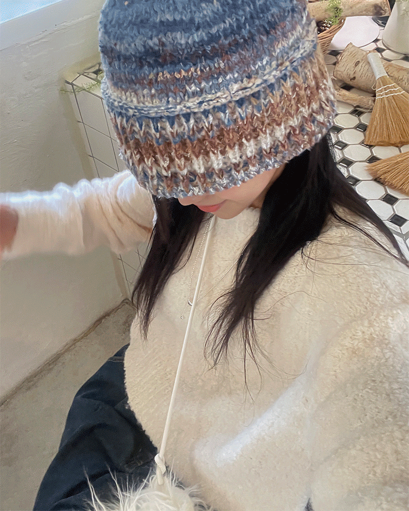 하쿠 겨울 보카시 니트벙거지 버킷햇 (3color)